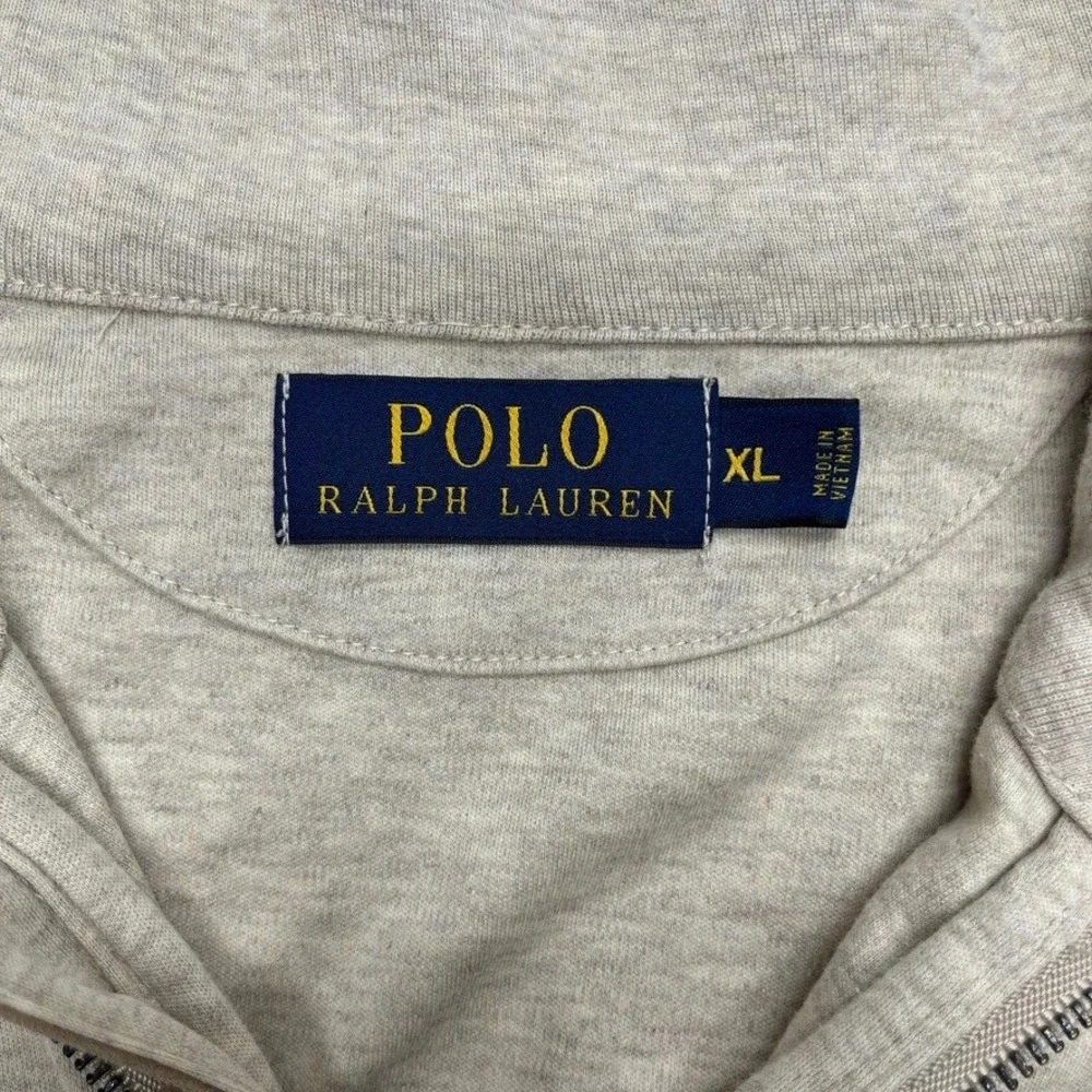 Polo Ralph Lauren Mens XL Oatmeal Beige 1/4 Zip Pullover Cotton Sweater Preppy